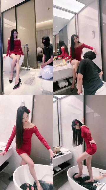 【司宁青】长腿模特虐狗-高跟踩踏/闻舔臭脚/喂咀嚼物/浴缸窒息