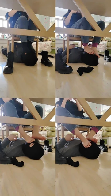 【樱樱】桌底视角-近距离-玩虐贱奴【上】