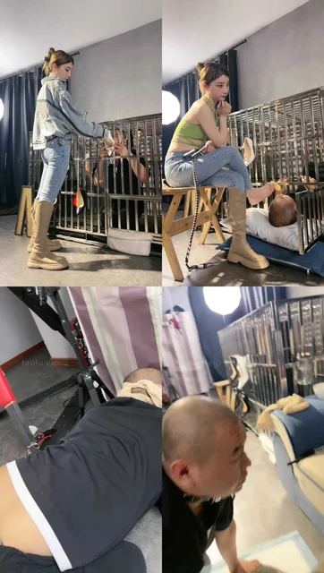 【领主老大】圈养第一天-关狗笼/闻舔白袜长靴/踩踏喂食