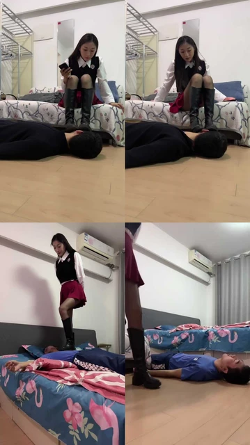 【年华】艺校女神长靴黑丝全体重踩踏