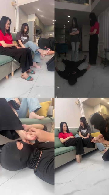 【阿昆】双学生S转胯爬行/裸足臭脚捂脸