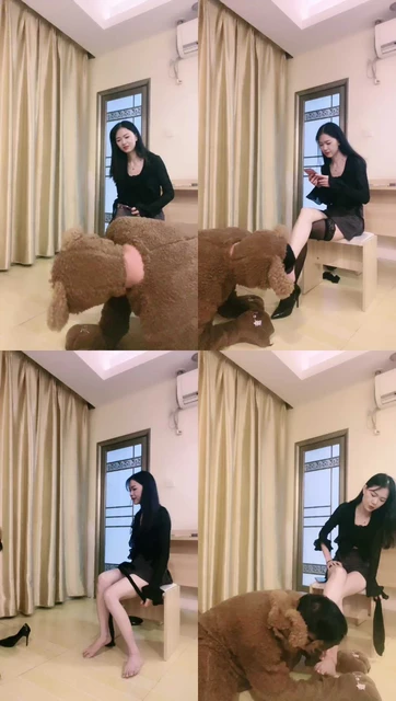 【琳达】cos可爱狗熊-迷恋黑丝高跟美腿