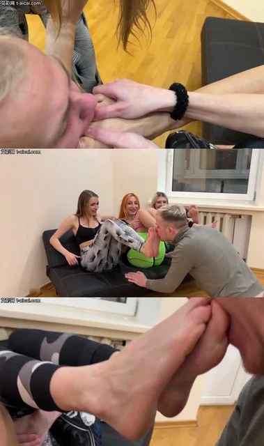 【欧美女王】PP-超美新人女王DorimillsJucy和Agma三人臭棉袜脚群调奶狗！