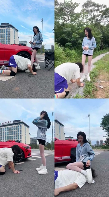 【千千】户外调教 十字路口