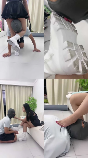 【伊诺】白短靴-踩踏/鞭打/踢踹/舔鞋底/插嘴