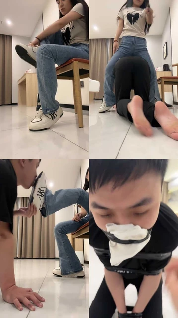 【你雅妈】跪舔小白鞋/鞭打/转胯狗爬/挠痒/强制闻棉袜