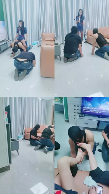 【萝卜S】双S空姐下班训双狗-鞭打/遛狗爬行/捆绑脚鞋插嘴