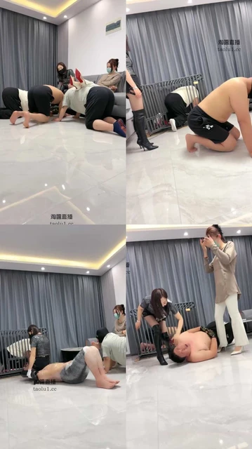 【猪猪刑】双主玩弄三个贱货，保鲜膜窒息，骑马狗笼羞辱