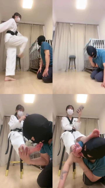 【暴力美学】跆拳道女神暴力踢踹/强制舔裸足/跪地求饶
