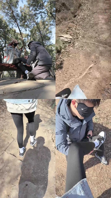 【苒溪】带狗爬山-喂食香肠/清理泥巴脏鞋底/舔雪吃/骑马