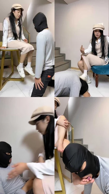 【阿昆】素人小白鞋白袜裸足羞辱/耳光