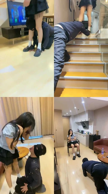 【文文文】皮鞋白袜玩虐/转胯骑马/楼梯狗爬/反绑【双视角版】