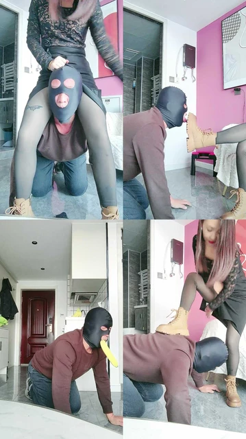 【鱼主】丝袜塞嘴/骑脖/跪舔短靴/踩踏喂食/耳光