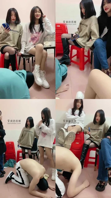 【雪莉】饭馆与三闺蜜喂食tj贱狗