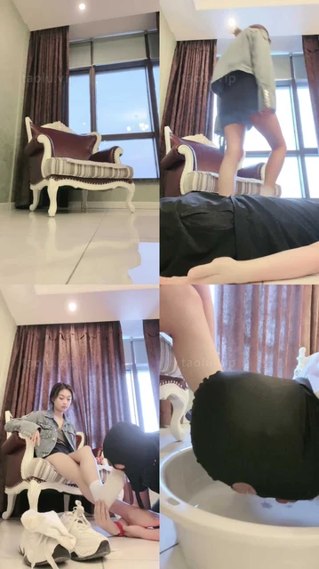 【萱萱子】测试狗的忠诚度-运动鞋白袜闻舔/伺候洗脚