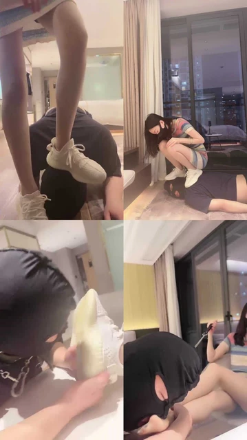 【万一】情侣主VS绿帽-狗链遛狗转胯/踩踏喂食/椰子鞋舔