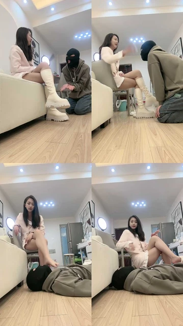 【乔妹】白长靴踢裆/踩踏/舔臭脚丫