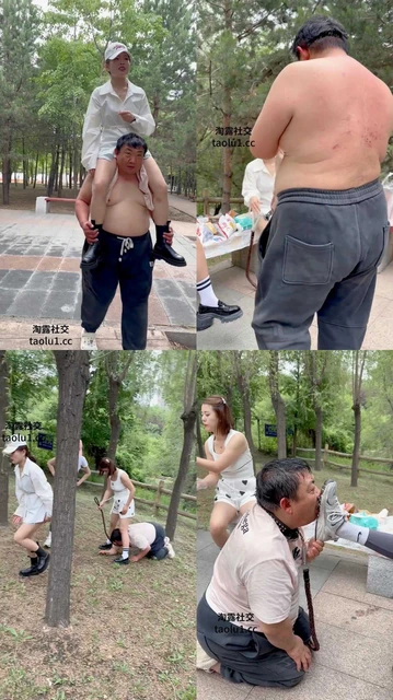 【美娜格格s】和闺蜜户外调教狗奴骑马舔脏鞋