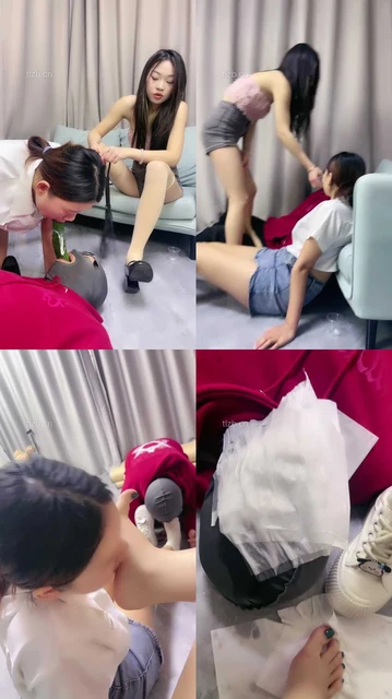 【瑶瑶】情侣奴-奴下奴-舔臭脚/吃丝袜/嘴叼黄瓜/加官窒息