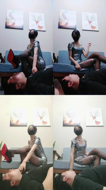 【美娜格格】御姐范黑丝高跟辱脚垫/掐乳【双视角版】