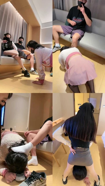 【菜小心】情侣主-母畜-耳光/舔脏鞋白袜/强制闻鞋/骑马