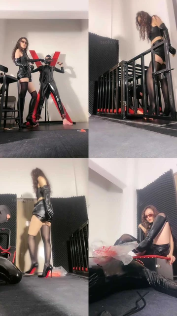 【靴嘉倪】长靴黑丝踩/囚禁狗笼/虐打口球塞嘴【上中合集】