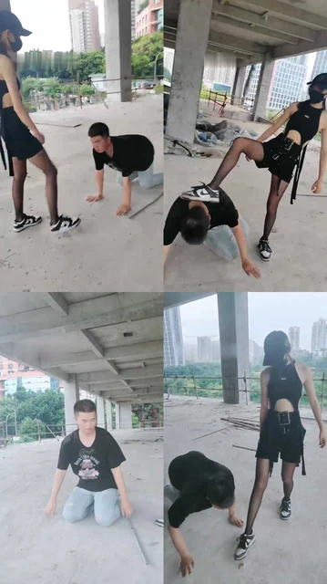 【美娜格格】户外荒地暴揍-重度耳光/踢踹/爬行/鞭打 【双视角】