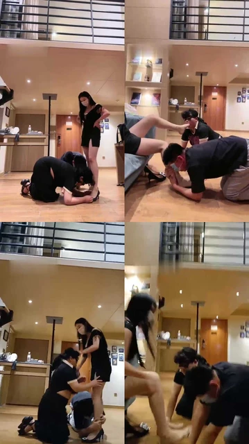 【甜心教主】剧情-情侣奴-现场抓包小三-跪舔耳光【双视角版】