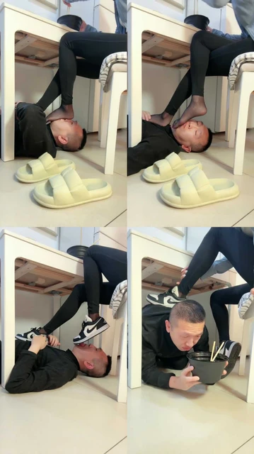 【苒溪】桌底视角-黑丝玉足捂脸踩