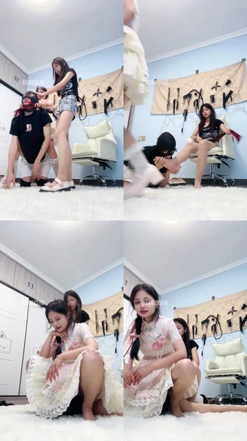 【甜桃s】灵韵S，甜桃s，双主玩弄贱狗