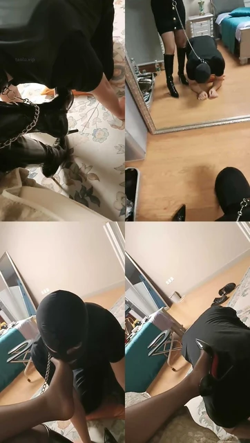 【颜华】镜前羞辱/长靴黑丝恋足舔