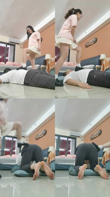 【蓝蓝】皮鞋白袜全体重踩踏