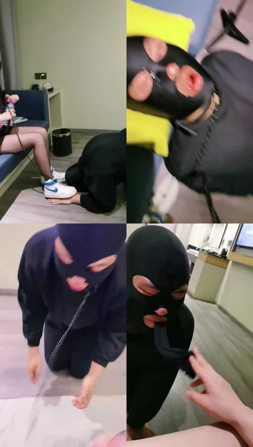 【90后喵女王】高帮鞋黑丝踩虐/脚插嘴/头顶鞋/腿绞窒息