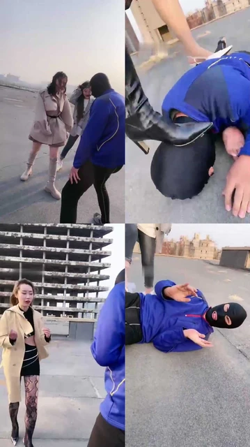 【二宝】精彩!三网红户外重度踢踹虐废狗【双视角版】