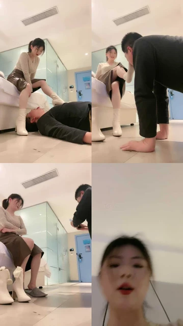 【丹丹】高跟短靴踩踏/粗鞋跟插嘴/闻舔白棉袜裸足/赏赐圣水