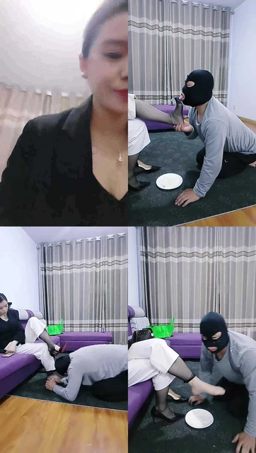 【冷魅夫妻】绿帽奴跪舔黑丝高跟/脚喂酸奶