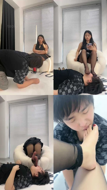 【伊诺】黑丝高跟虐家奴-转胯闻舔/鞋跟插嘴/臭脚捂脸