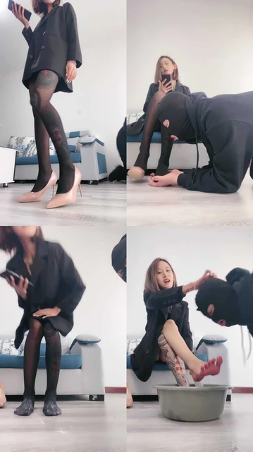 【秋秋】黑丝高跟调-喝洗脚水/喂舔酸奶