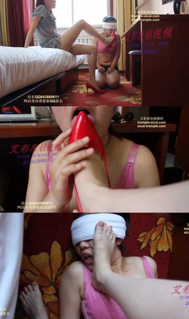 【小妮女主】红色高跟鞋调教母狗，踢打母狗