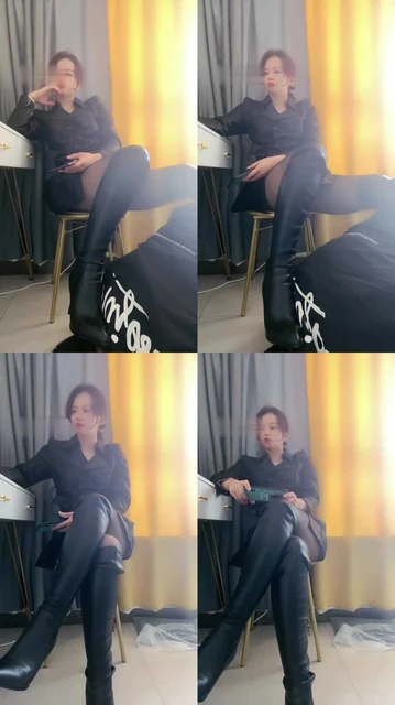 【冷颜】长靴黑丝把狗当脚垫