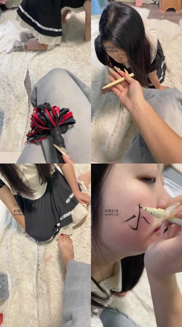 【沐沐大大】牛仔裤女神S涂鸦羞辱