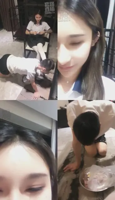 【小贝】学生装足喂食羞辱