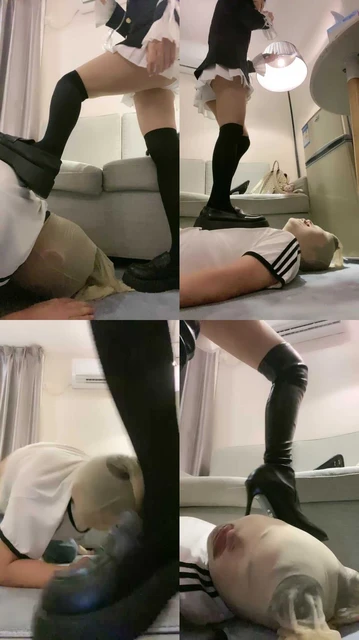 【甜依】耳光皮鞋过膝袜踩踏专场