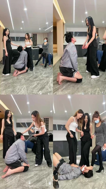 【麋鹿银儿】3女S天花板耳光踢头