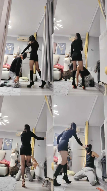 【丫丫】长靴+小白鞋暴力踢踹