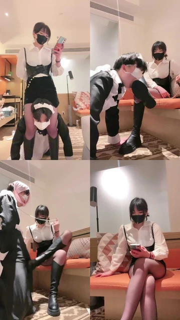 【木秋S】长靴虐变装女仆狗-内裤套头-虐乳胯下辱