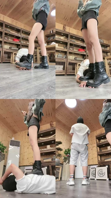 【沅芷】马丁靴踩碾狗爪/全体重踩踏/手铐绑手舔脏靴底