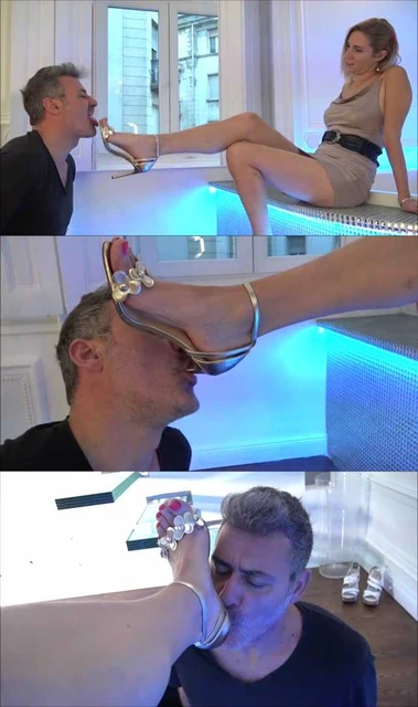 【欧美女王】小美女gloria高跟凉鞋深喉男人，人美脚美，这个男人被他拿捏啦