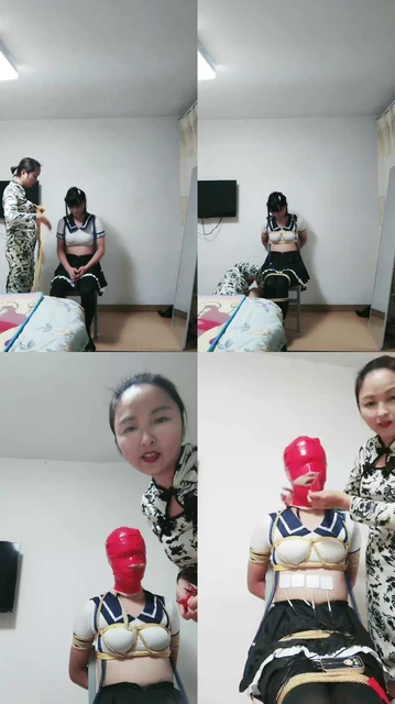 【江阴朱老师】五花大绑变装奴-胶带全包窒息/电击