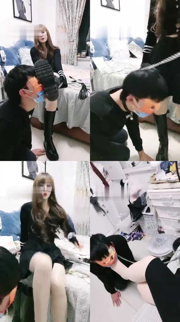 【宝儿】奶狗跪求舔皮靴原味丝足